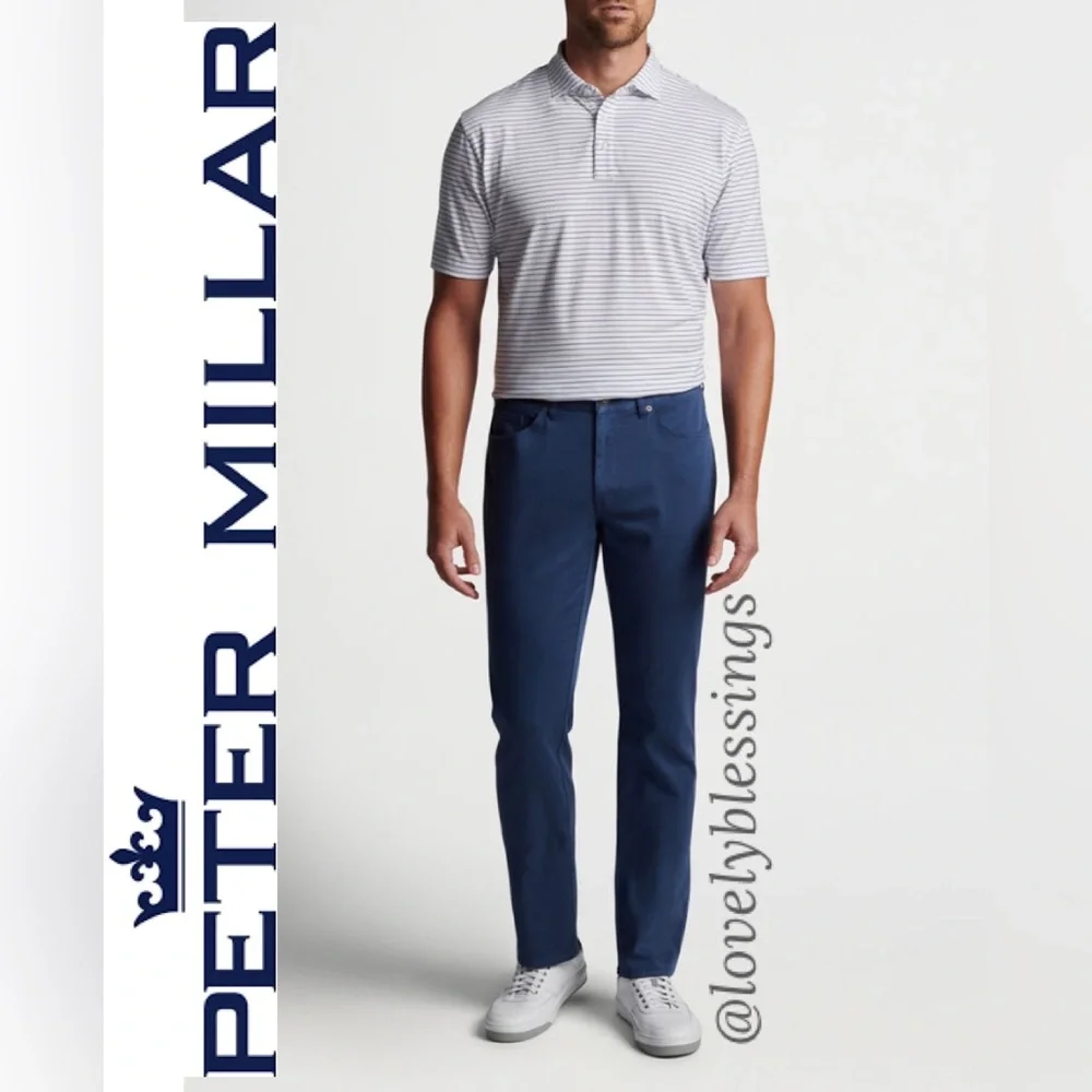 Peter Millar Crown Performance 5 Pocket Dress Casual Golf Pants Navy Blue